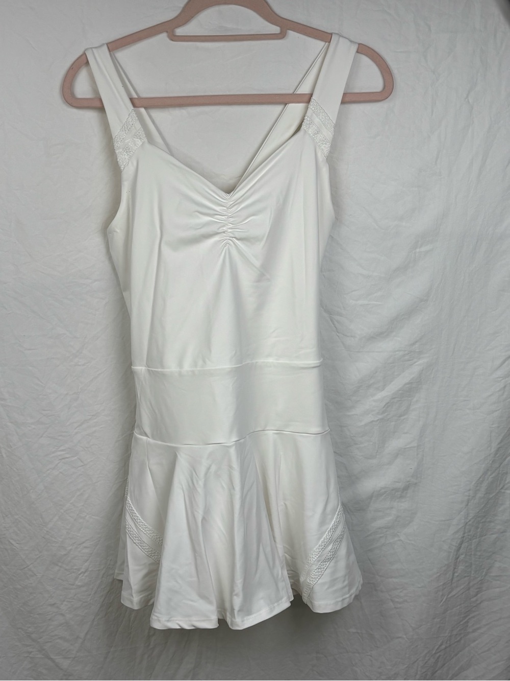 VENUS White Sleeveless large V‑Neck Mini Dress